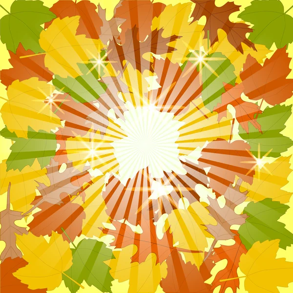 Sonbahar Yaprakları Güneşli Arka Plan Üzerinde Vektör Illustration Eps10 — Stok Vektör