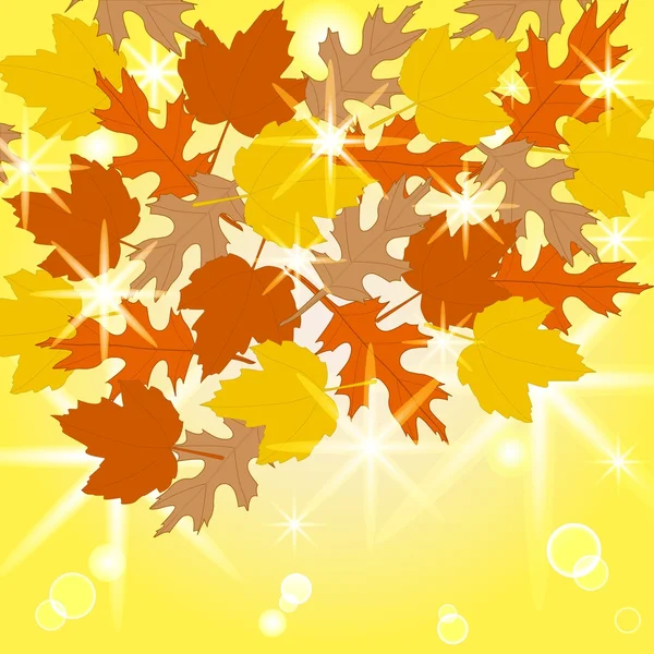 矢量图秋天的树叶在阳光明媚的背景上 Eps10 — 图库矢量图片