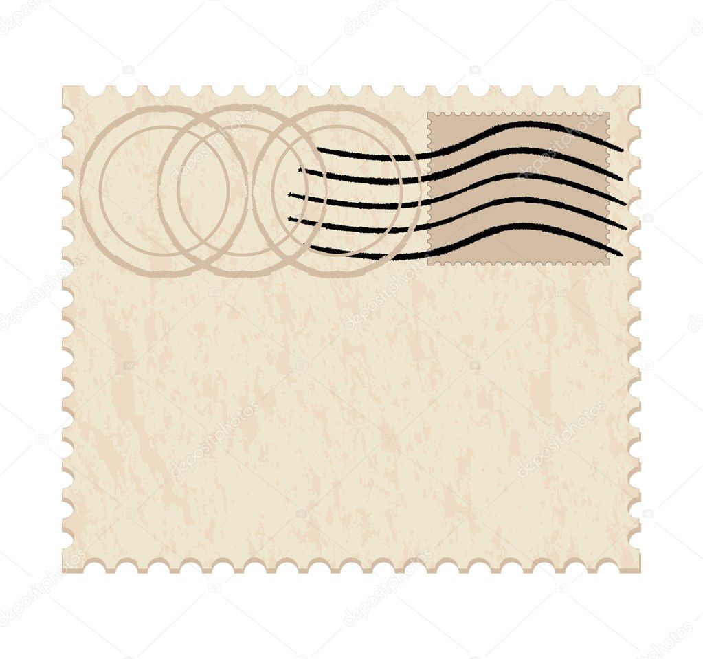 Vector illustration of a blank grunge post stamp on white background