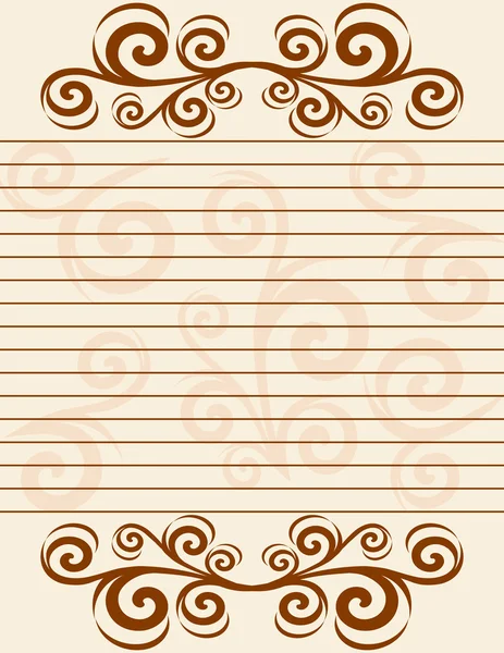 Striped sheet of paper with floral border. — Stock Vector