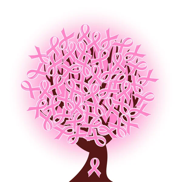 乳房癌粉红丝带树矢量插画 — 图库矢量图片