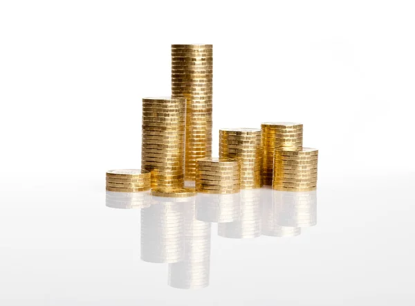 Coins town on white background — Stock Photo, Image