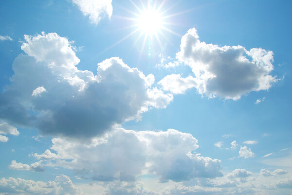 Sunny sky background with a tiny clouds