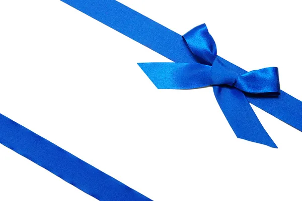 Blue ribbon and bow — Stock Photo, Image
