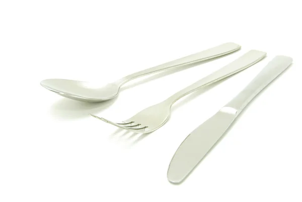 勺子和孤立在白色背景上的刀 — 图库照片