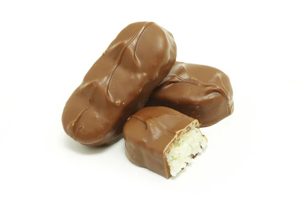 Delicioso Confete Chocolate Isolado Branco — Fotografia de Stock