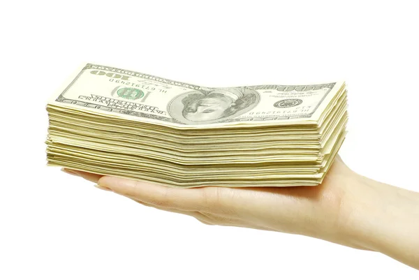 Hand Money Isolated White Background — Stock Photo, Image