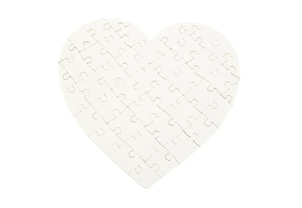 Λευκό Παζλ Σχήμα Καρδιάς Λευκό — Φωτογραφία Αρχείου