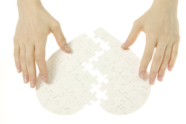 Puzzle Cuore Isolato Uno Sfondo Bianco — Foto Stock