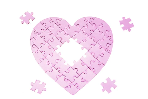 Serce Puzzle Biały — Zdjęcie stockowe