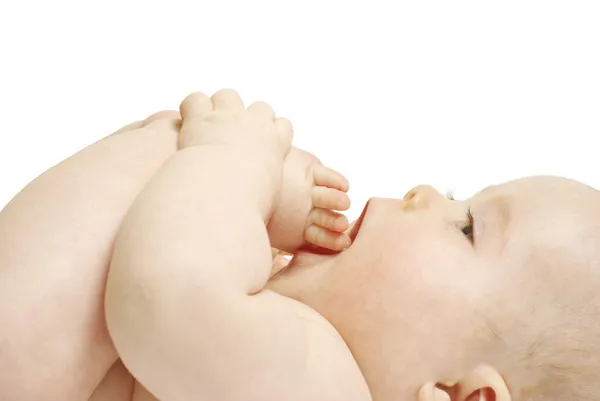Yeni Doğan Bebek Kız Üzerinde Beyaz Izole — Stok fotoğraf