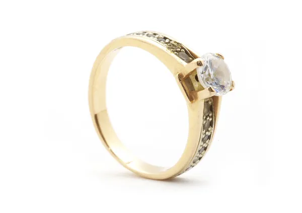 Zlaté Svatební Prsteny Izolované Bílém Pozadí — Stock fotografie