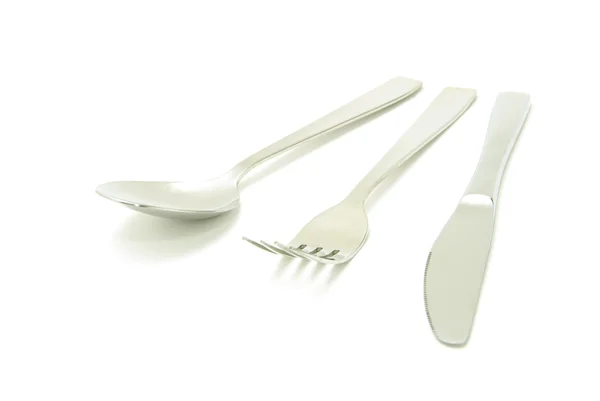 勺子和孤立在白色背景上的刀 — 图库照片