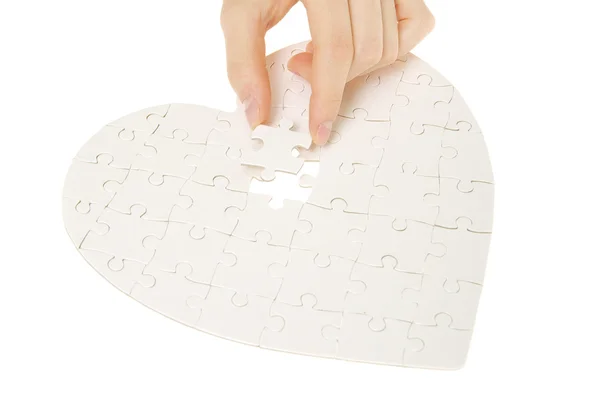 Puzzle Srdce Izolovaných Bílém Pozadí — Stock fotografie