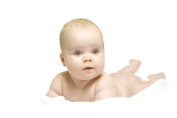 Baby op wit — Stockfoto