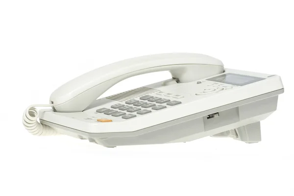 Téléphone Bureau Blanc Sur Fond Blanc — Photo