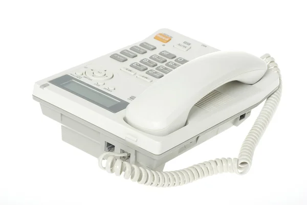Weißes Bürotelefon Auf Weißem Hintergrund — Stockfoto