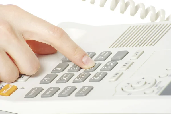 Finger White Telephone Keypad — Stock Photo, Image