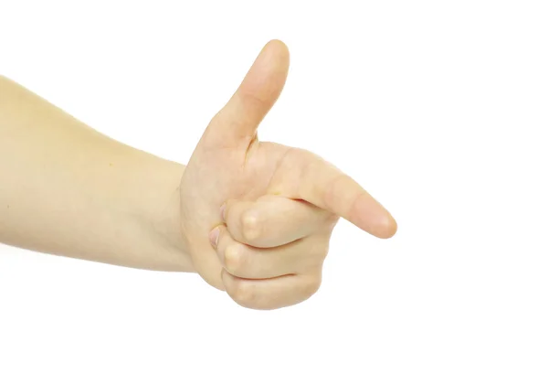 Hand Pointing Index Finger White Background — Stock Photo, Image