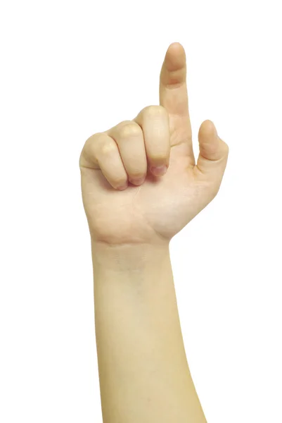Hand Touching Screen Isolated White — Stock Photo, Image