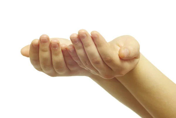 Mulheres Vazias Mãos Isoladas Fundo Branco — Fotografia de Stock