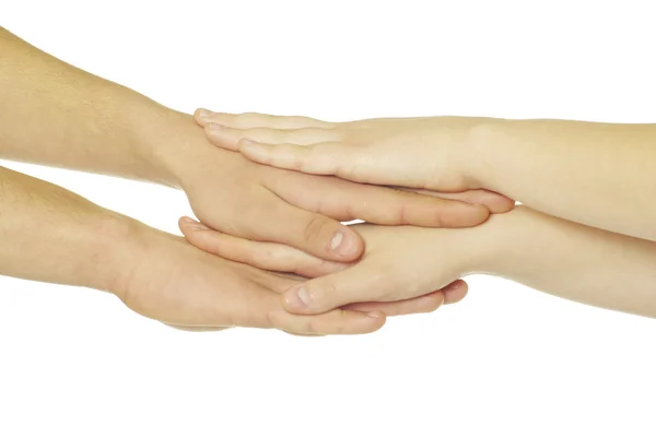 Σωρό Από Χέρια Που Απομονώνονται Λευκό — Φωτογραφία Αρχείου
