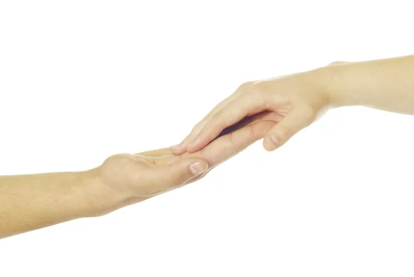 Man Vrouw Handen Geïsoleerd Witte Achtergrond — Stockfoto