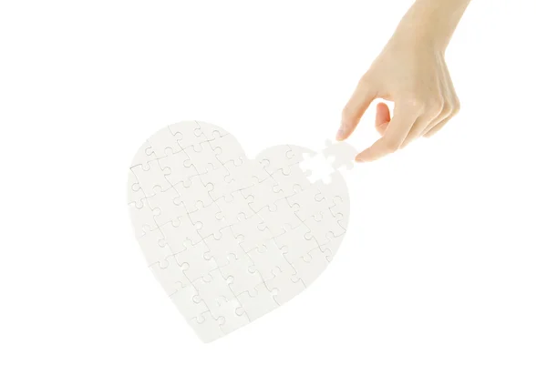 Coração Quebra Cabeça Isolado Fundo Branco — Fotografia de Stock