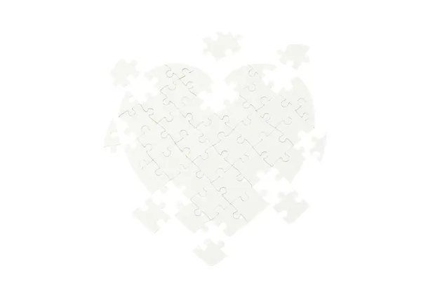 Serce Puzzle Biały — Zdjęcie stockowe