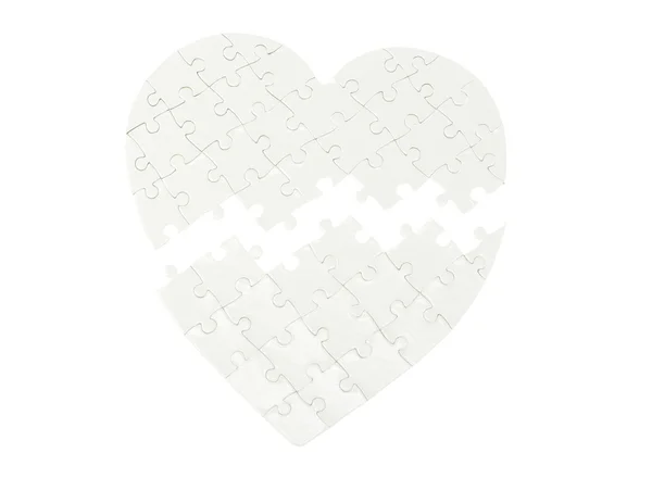 Herz Aus Dem Puzzle Auf Weiß — Stockfoto