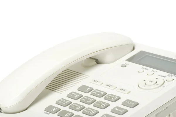 Білий Офісний Телефон Білому Фоні — стокове фото