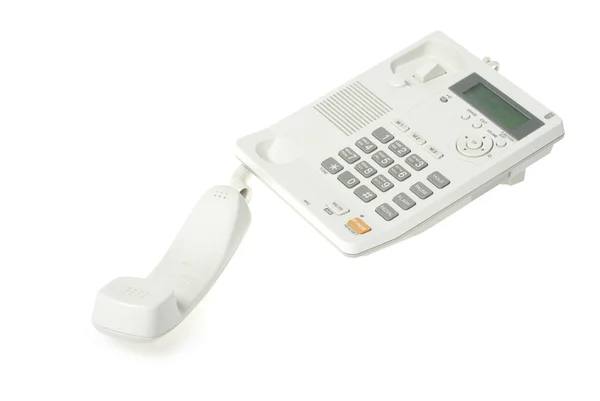 Telefone Escritório Branco Fundo Branco — Fotografia de Stock
