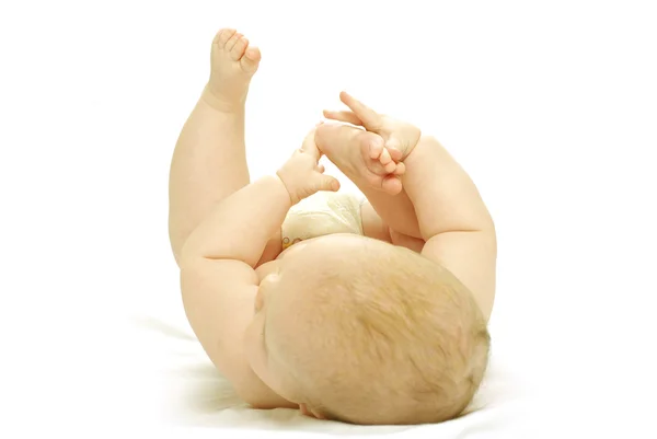 Neonato Bambina Isolata Bianco — Foto Stock