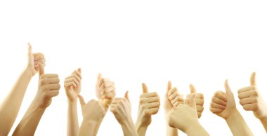 Many hand lifted up on white background clipart