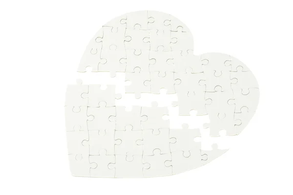 Heart Made Puzzle White — Stock Photo, Image