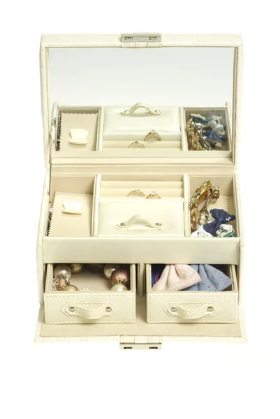 Läder Kosmetiska Box Vit Bakgrund — Stockfoto