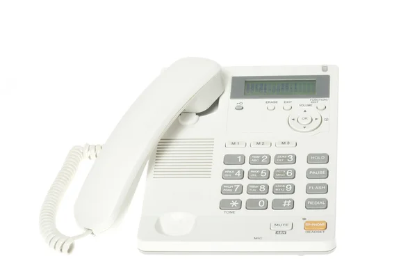Bílá Kancelář Telefon Bílém Pozadí — Stock fotografie