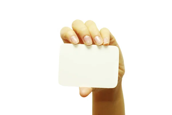 Puste Karty Dłoni Odizolowane Białym — Zdjęcie stockowe