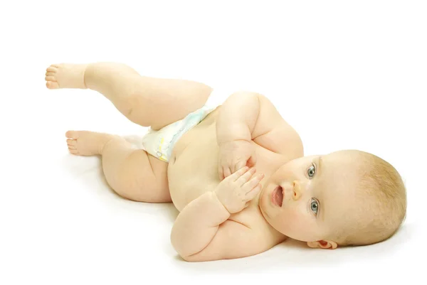 New Born Baby Girl Isolated White — Stock Photo, Image