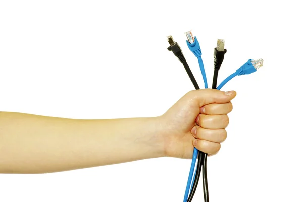 Cables in hand — Stock Photo, Image