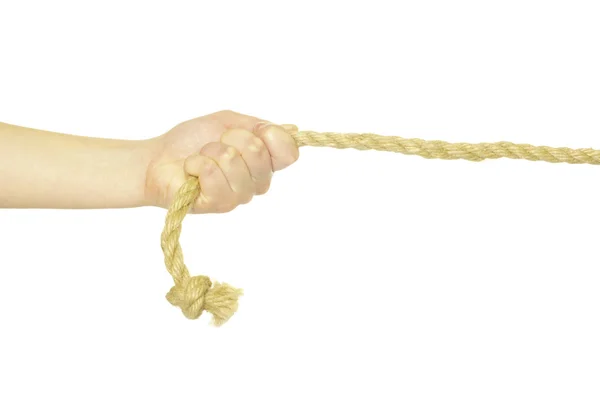 Hands Rope Isolated White Background — Stock Photo, Image