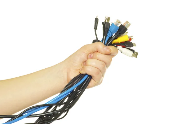 Cables in hand — Stock Photo, Image