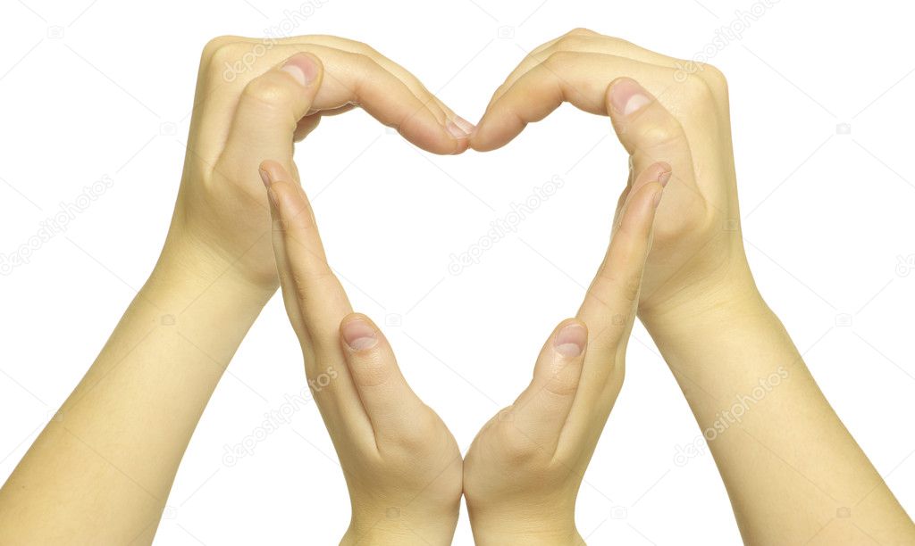 woman’s hands made in the form of heart