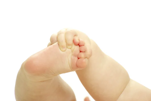 Novorozeně Dětské Nohy Izolované Bílém — Stock fotografie