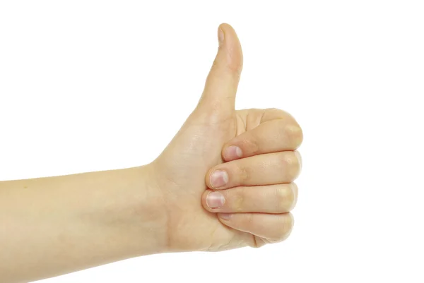 Sukces Ręka Znak Izolowane Białym — Zdjęcie stockowe
