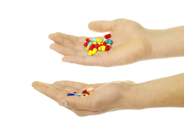 Finger Holds Pill Isolated White — Stock Photo, Image