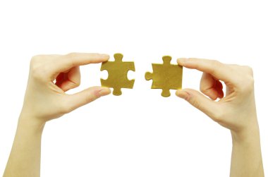 Puzzle in hands clipart