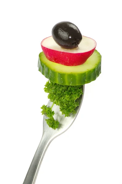 Grönsaker på gaffeln — Stockfoto