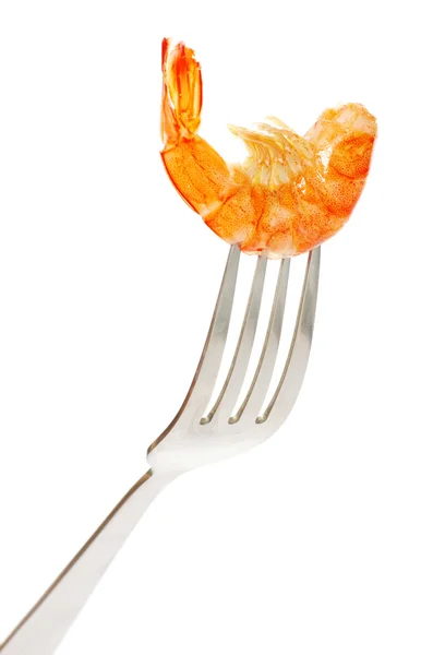 Camarones en tenedor —  Fotos de Stock