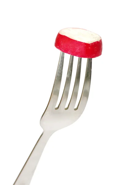 Radish on a fork — Stock Photo, Image
